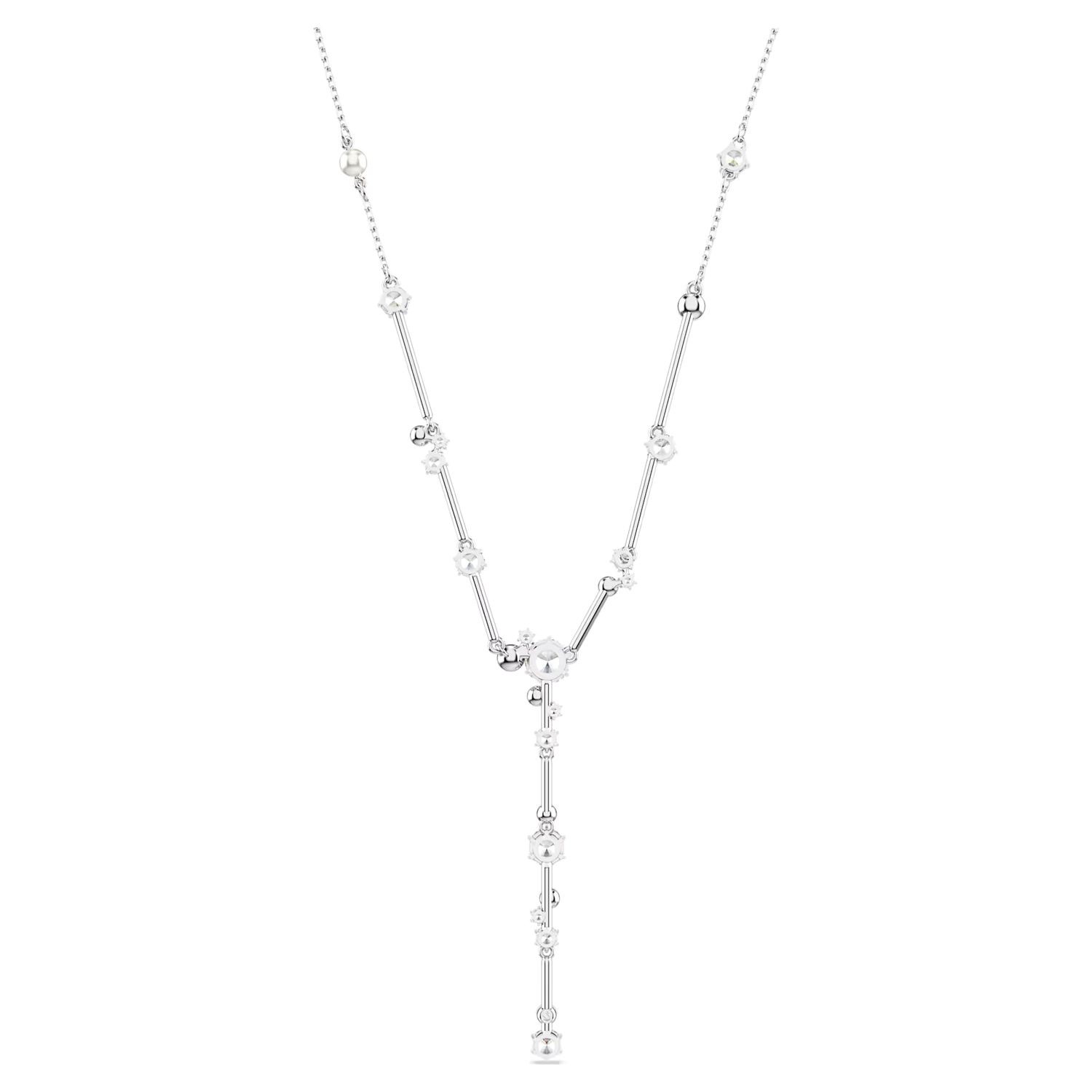 Swarovski collier Constella Y necklace Crystal pearl, Round cuts, White, Rhodium plated - 5711830