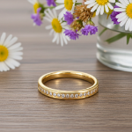 Diamantring i gult gull 14 kt med 15 diamanter - 2976228