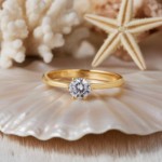 Diamantring forlovelsesring 0,40 ct i 14kt gult gull. Aida -180160400