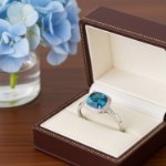 Diamantring i hvitt gull med topas og diam. 0,10ct W-SI - 57297