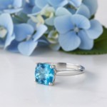 Gullring i 14 kt med topas Swiss blue - 57296
