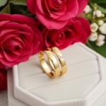 Gifteringer i gult gull 14 kt, 4 mm. GERSTNER - 28271