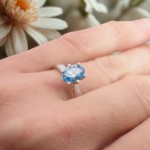 Forlovelesring med Oval blå Lab Grown diamant 0,72ct VS2. Leticia - 25100530LG