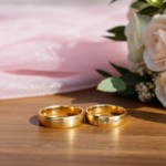 Gifteringer i gult gull 14 kt, 5 mm. GERSTNER - 28263