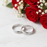 Giftering i hvitt gull 14kt, 3 mm/1,6 mm. RUBIN - 1730hv