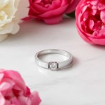 Iselin alliansering i hvitt gull med diamant - 8501007