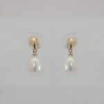 Øredobber i gult gull 14kt med ferskvannperler - Bur711148