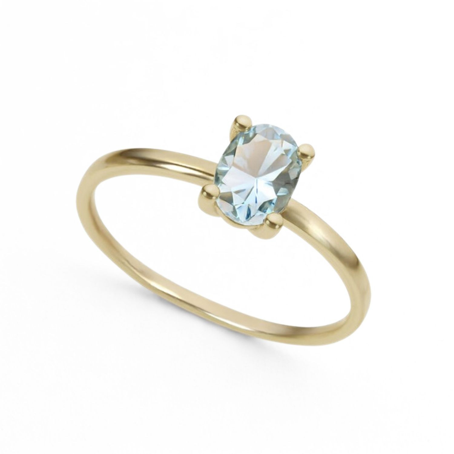 Gullring i 14kt med Topas Sky Blue Oval - Bur620400gt