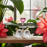 Swarovski figurer. Love Birds, Pink Heart - 5492226