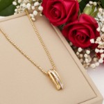 Diamantsmykke i 14kt gull med diamanter 0,02ct W-P1, tofarget - bur2150