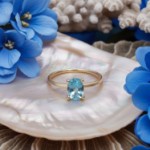 Gullring i 14kt med Topas Sky Blue Oval - Bur620400gt