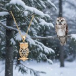 Gullsmykke ugle i 14K gult gull med rhodinerte detaljer 27515