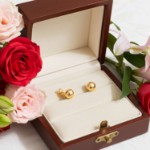 Gulløredobber. Gult gull 14 kt, kule er 4 mm - 47178