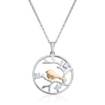 Livets tre i sølv rhodinert med zirkonia - 3049442