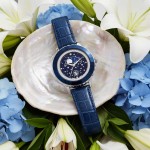 Swarovski klokke Octea Moon watch Swiss Made, Moon, Leather strap, Blue, Stainless steel - 5677494