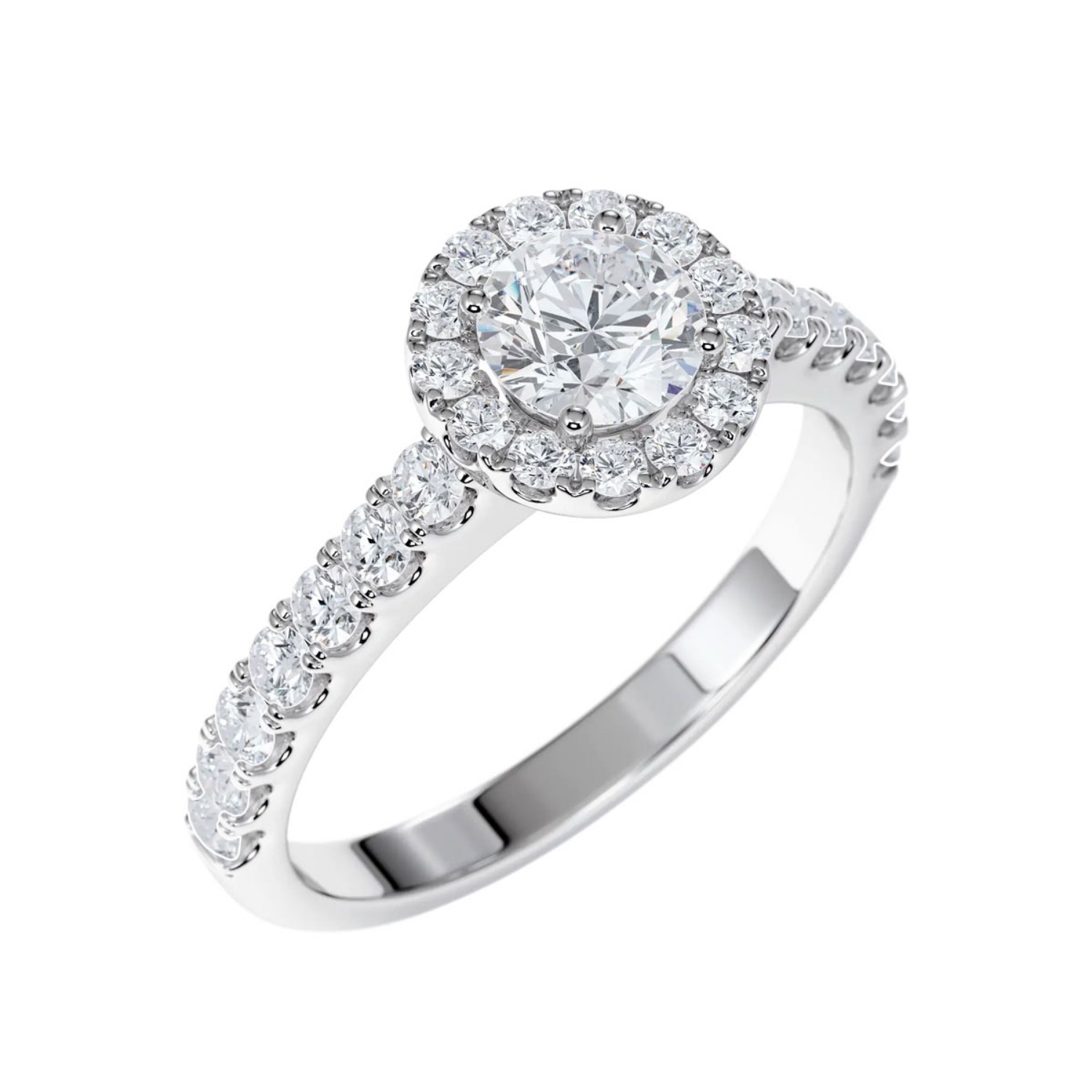 Diamantring med 0,79 ct  i hvitt gull (0,42 ct E-Si2 + 0,37 ct TW-Si) - rubin042037