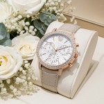 Swarovski klokke Matrix Tennis Chrono watch, Swiss Made, Leather strap, Beige, Rose gold-tone finish - 5702849