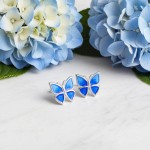 Øredobber i sølv Sommerfugl, blå glassemalje. AMORIN - 842112