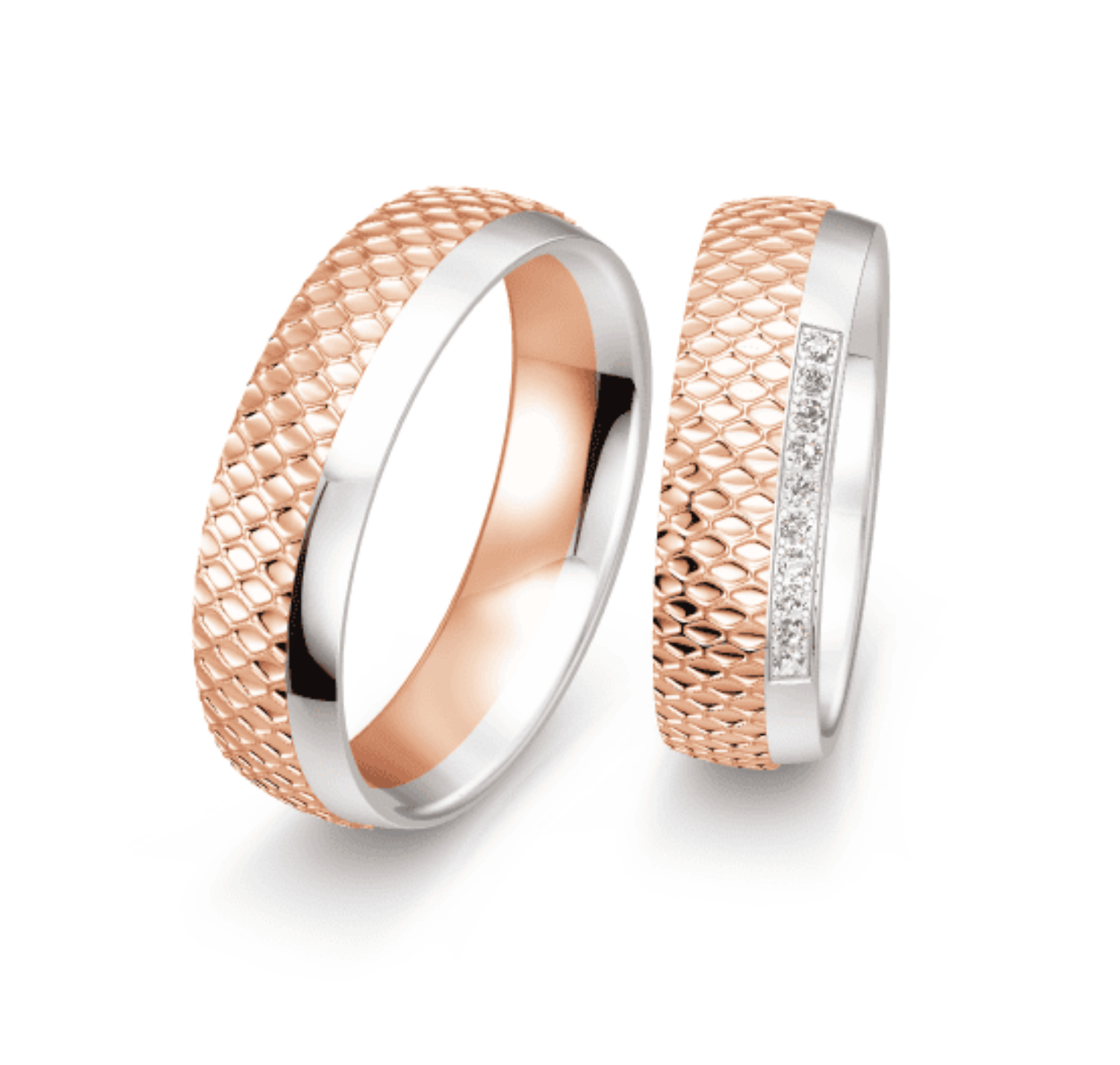 Gifteringer i rødt & hvitt gull 14 kt, 6 mm. LOOP - 4830059