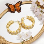 Swarovski øredobber Imber hoop earrings Round cut, White, Gold-tone plated - 5711483