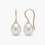 Øredobber i gult gull 14kt med ferskvannperler - Bur711257