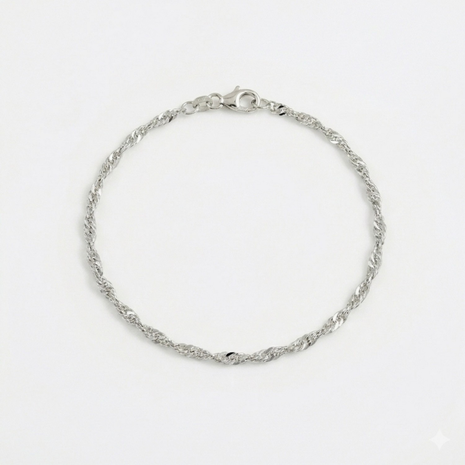 Armbånd gull. SINGAPORE mønster i hvitt gull 14 kt, 18 cm/2,2 mm - 18HV2218