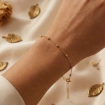 Armbånd med kuler i gult gull 14kt, 19 cm - 16967