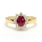 Diamantring i gull 14kt med 0,15 ct TW-Si  og rubin - COC157250