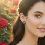 Diamantøredobber i gull 14kt med 0,02ct W-P og safir - Bur345159gs