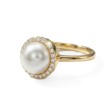 Gullring i gull 14kt med perle og 0,12 ct TW-Si - COC5070792