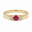 Diamantring i gult gull 14kt med rubin og 0,013 ct TW-Si - COC5000473rub