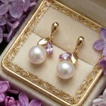 Gulløredobber med AMETYST og ferskvannperle - BUR711226