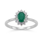 Diamantring i hvitt gull med 0,14 ct W-Si og smaragd 0,47 - 57725200