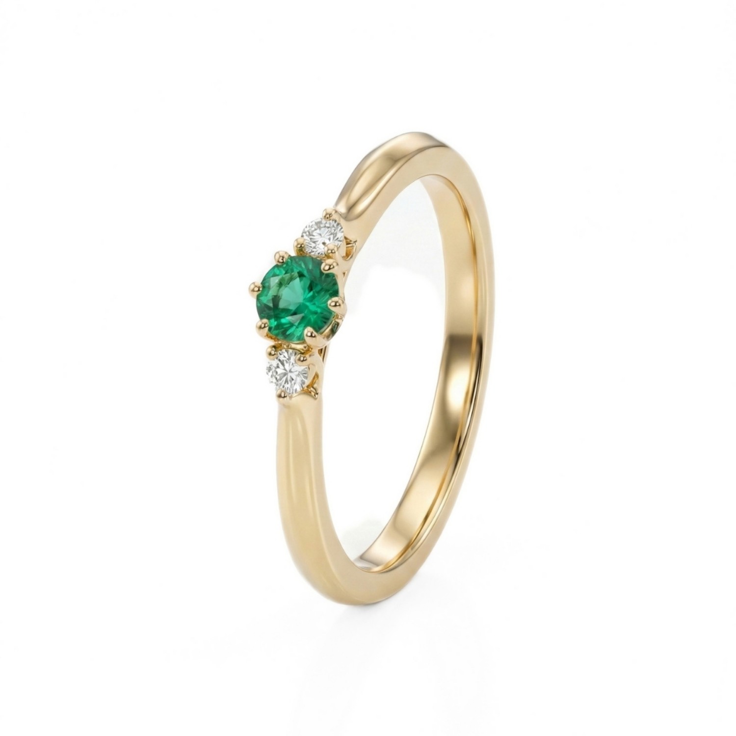 Gullring med smaragd og diamanter 0.05 ct TW-Si - coc5000547sm