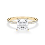 Forlovelsesring med Pricess cut  lab Grown diamant 2,00 ct. R-VS i 18kt gull - 1601-ru-prin-200-lab