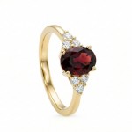 Gullring med granat og diamanter 0.19 ct TW-Si - coc5002117