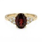 Gullring med granat og diamanter 0.19 ct TW-Si - coc5002117