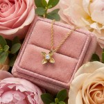 Diamantsmykke i 18 kt gult gull med 0,015 ct W-Si - 08-74-844-45