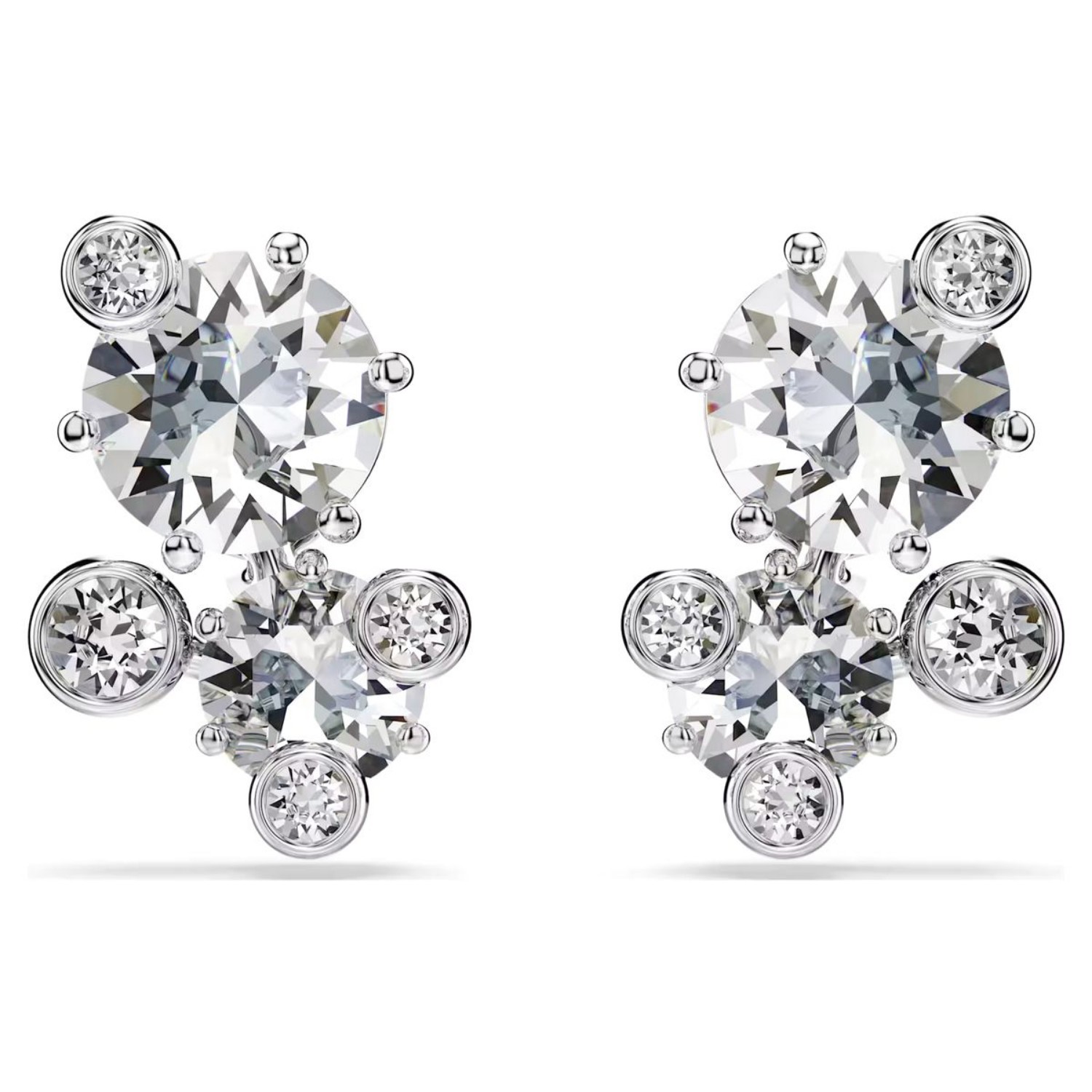 Swarovski øredobber Constella stud earrings Round cut, White, Rhodium plated - 5732253