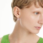 Swarovski øredobber Bella V drop earrings Round cut, Pink, Rhodium plated - 5734235