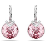 Swarovski øredobber Bella V drop earrings Round cut, Pink, Rhodium plated - 5734235
