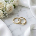 Giftering i gult gull 14kt, 3 mm/1,3 mm. RUBIN - 1830