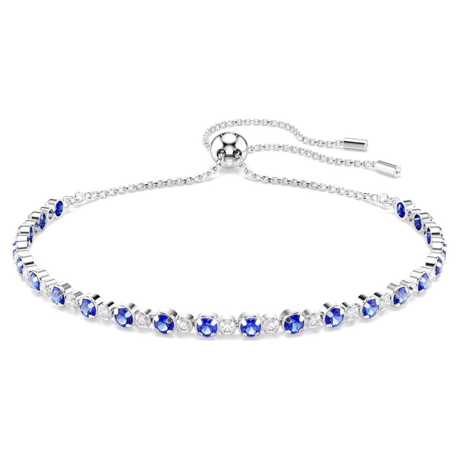 Swarovski armbånd Matrix Tennis bracelet Mixed round cuts, Blue, Rhodium plated - 5725854