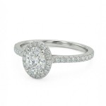 Halo diamantring med oval diam. 0,40 carat TW-SI - GAoval040
