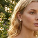 Ørepynt i forgylt sølv hvit margeritt. LIV - 700303