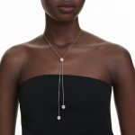 Swarovski smykke Una Angelic Y pendant Round cut, White, Rhodium plated - 5733067