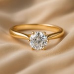 Diamantring forlovelsesring 0,70 ct i 14kt gult gull.  Leticia - 18007070gg