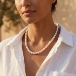 Perlekjede med Akoya perler 7,5-8 mm, lås i 18 kt gull - 22451-04