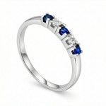Diamantring i gull 14kt med safir og 0,013 ct W-Si - coc00376sf