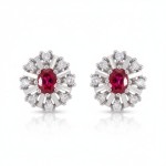 Diamantøredobber i gull 14kt med 0,12 ct W-SI og rubin-27012